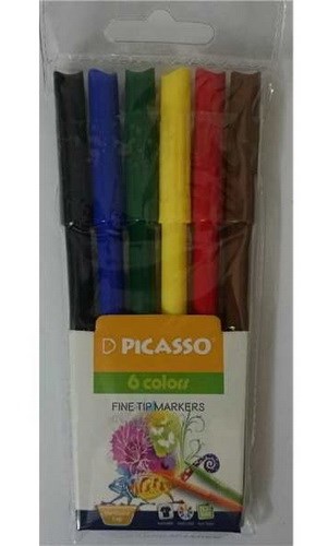 ست ماژیک رنگی کودکان   PICASSO ماژیک شش رنگ119530